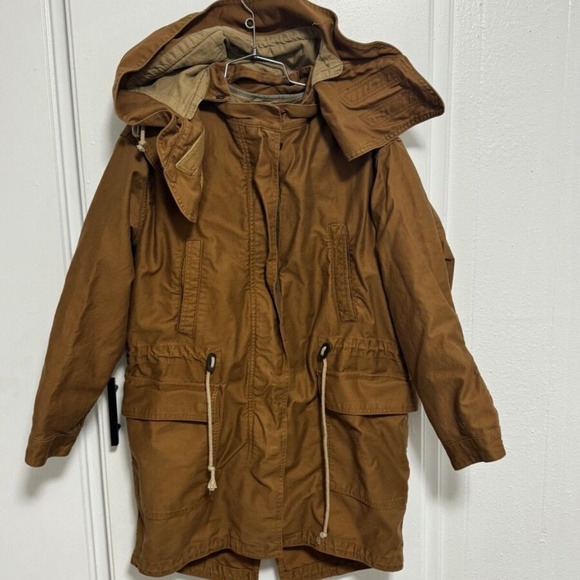 Gap Brown Canvas Cargo Coat with Removable Snap in Liner And Hood Womens - Picture 2 of 6